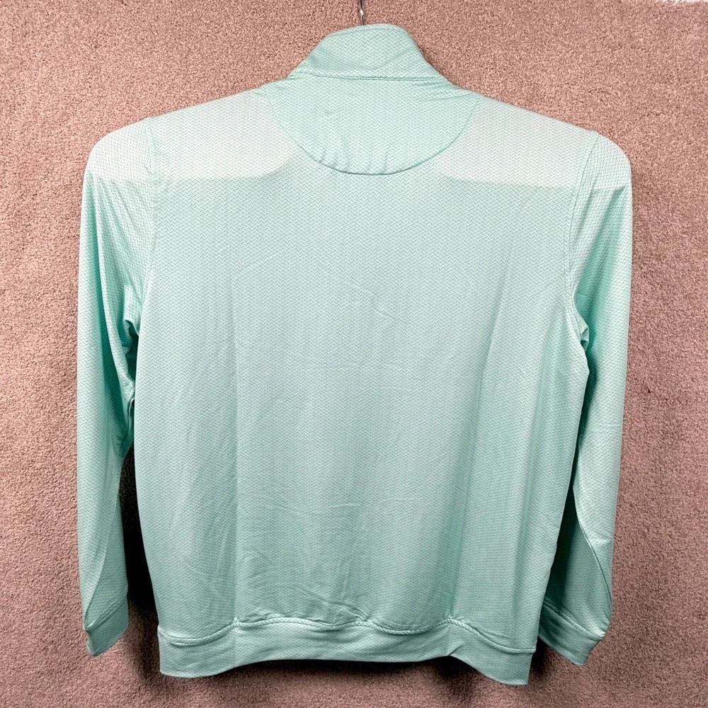 Kenneth Cole Golf Pullover Men Large Green Quarter Zip Chevron New